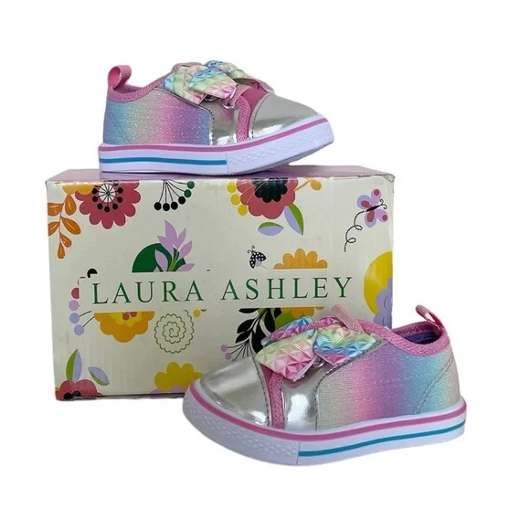 Laura Ashley Toddler Baby Girl Pink Sparkly Rainbow Slip-on Sneaker size 5 - Picture 1 of 12